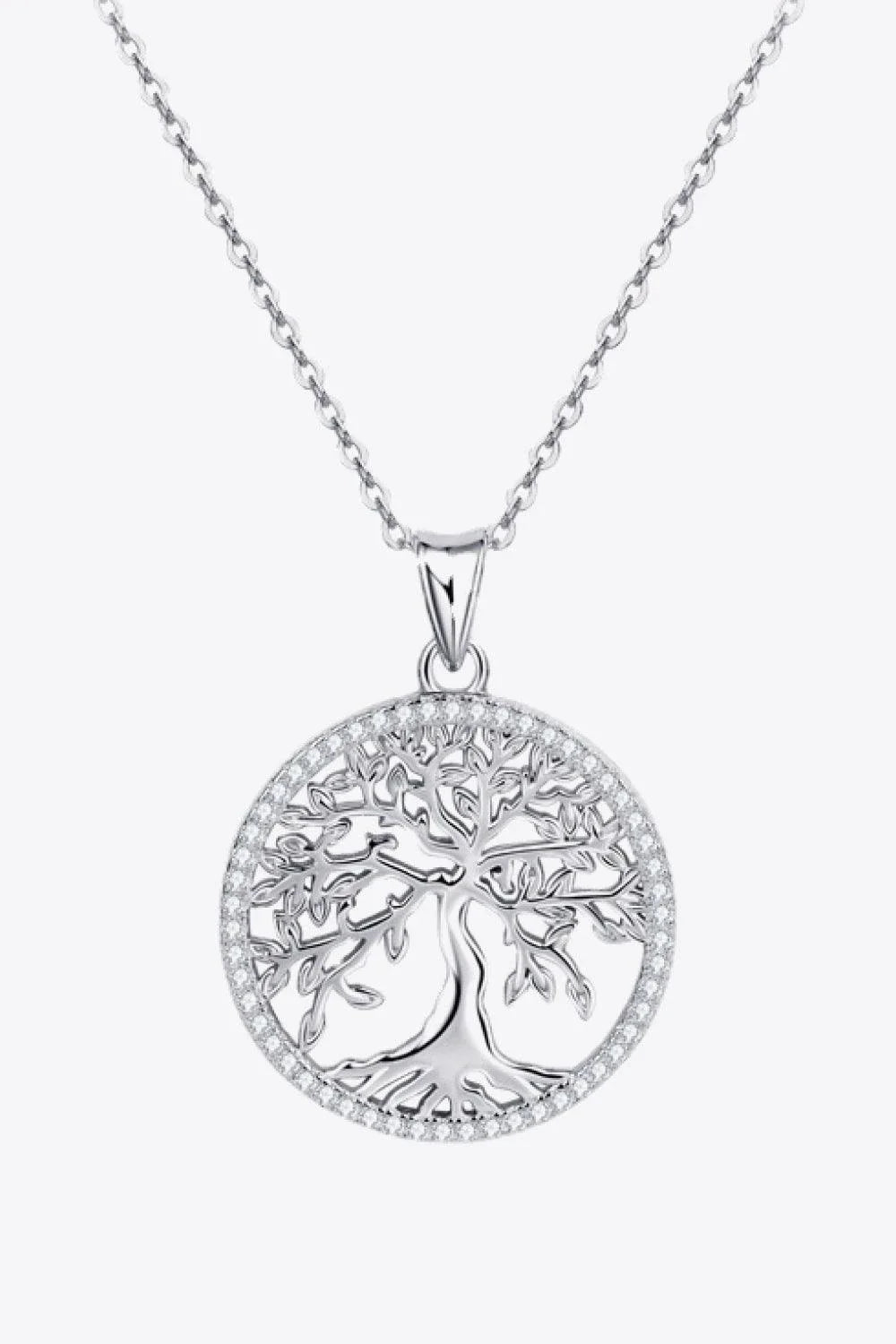 Elegant 925 Sterling Silver Moissanite Tree Pendant Necklace with Adjustable Chain