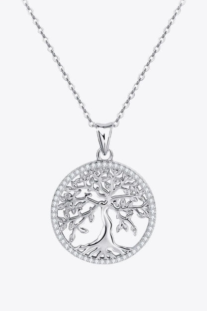 Elegant 925 Sterling Silver Moissanite Tree Pendant Necklace with Adjustable Chain