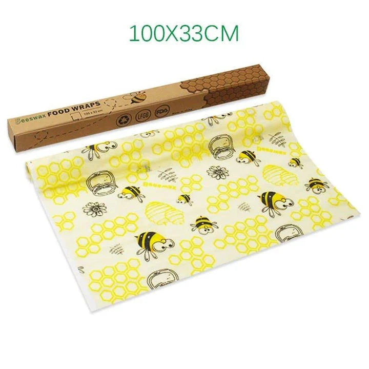 Reusable beeswax food wrap film in a variety of floral patterns, including yellow, green, beige, and white