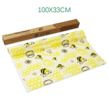 Reusable beeswax food wrap film in a variety of floral patterns, including yellow, green, beige, and white