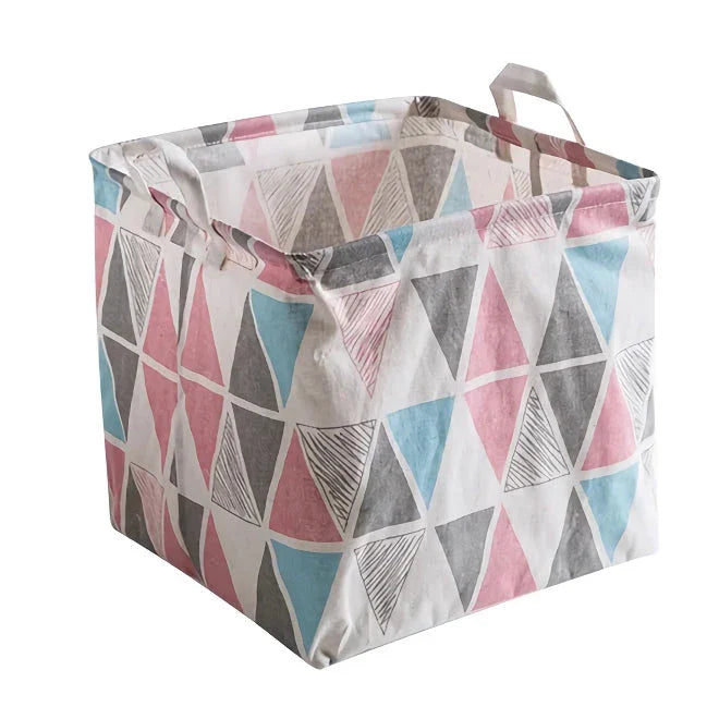 Eco-Friendly Folding Laundry Storage Basket with Stylish Geometric Pattern