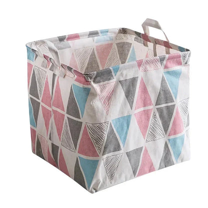 Eco-Friendly Folding Laundry Storage Basket with Stylish Geometric Pattern