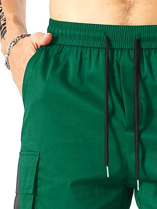 Drawstring waist men's workwear shorts with multiple pockets in various colors