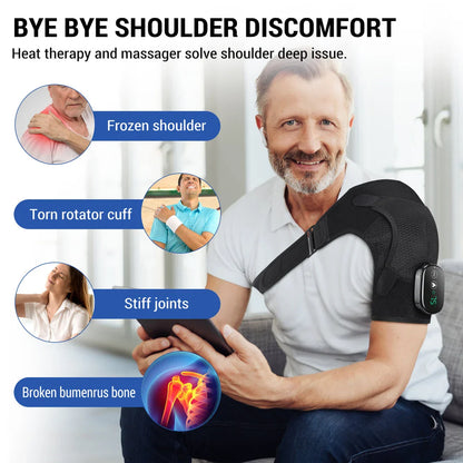 Premium 2-in-1 Electric Heating Shoulder Massager and Adjustable Heated Back Brace for Pain Relief and Muscle Relaxation