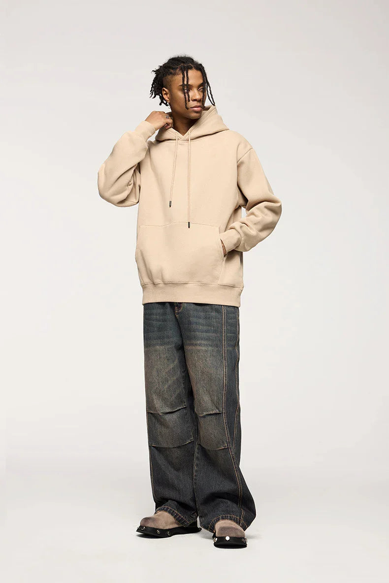 Men's relaxed fit retro straight-leg jeans in black, gray, and denim blue with vintage-inspired details