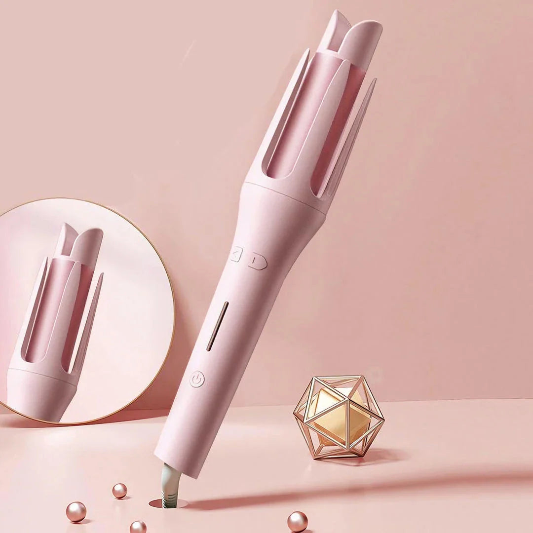 Automatic rotating ceramic hair curler creating soft, defined curls