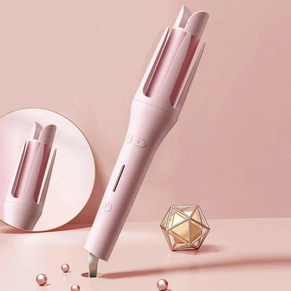 Automatic rotating ceramic hair curler creating soft, defined curls