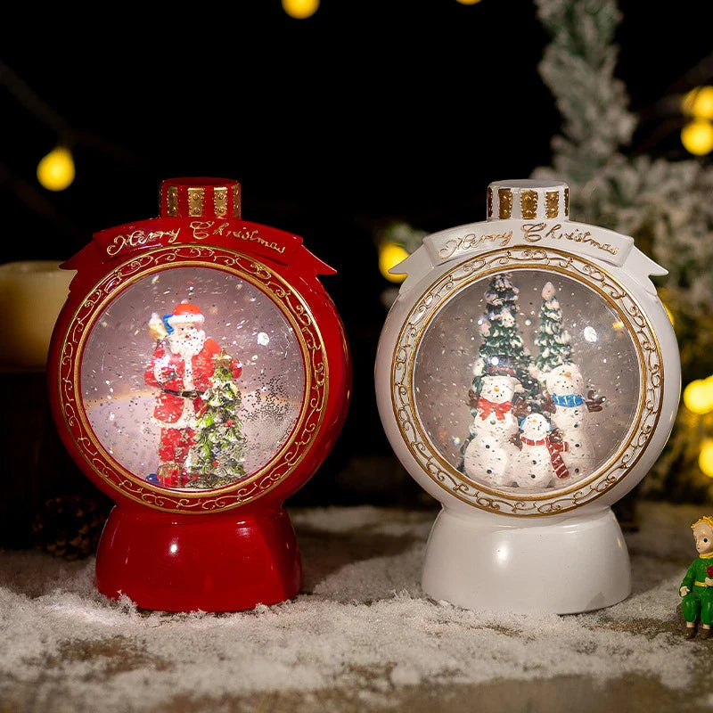 Snowflake music box with automatic snow feature playing classic Christmas melodies