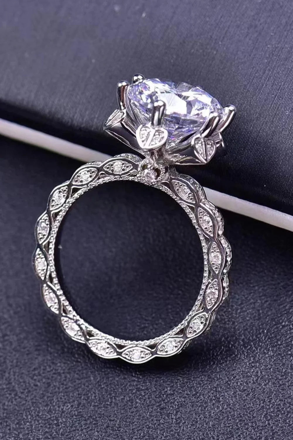Captivating 5 Carat Moissanite Heart Ring in 925 Sterling Silver with Platinum Plating