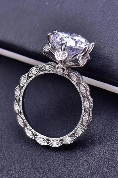 Captivating 5 Carat Moissanite Heart Ring in 925 Sterling Silver with Platinum Plating
