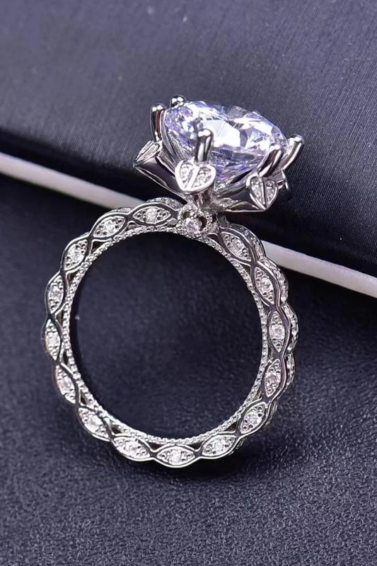 Captivating 5 Carat Moissanite Heart Ring in 925 Sterling Silver with Platinum Plating