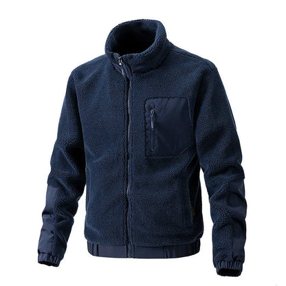 A cozy and stylish men's fleece jacket with a standing collar and convenient side pockets, available in a range of classic colors.