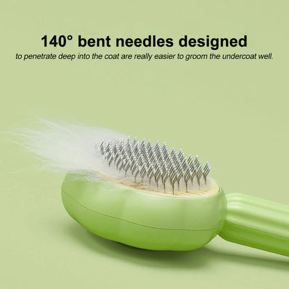 Hamburger-shaped cat brush comb with customizable grooming options to reduce shedding and hairballs for a cleaner home