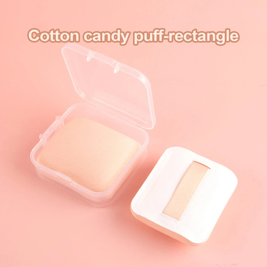 A set of three makeup sponges in round, rectangle, and triangle shapes for precise, flawless makeup application