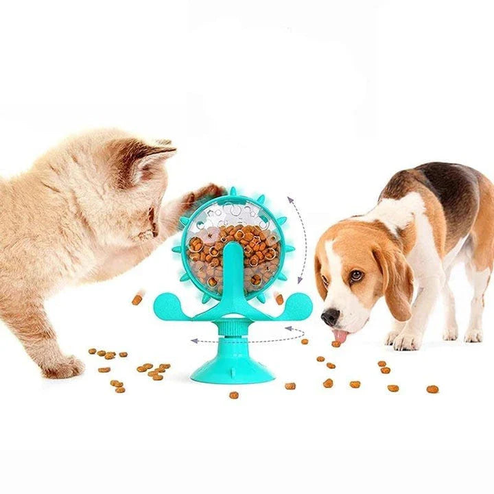 Interactive Windmill Turntable Puzzle Toy for Small Dogs and Cats - Slow Feeder for Mental Stimulation