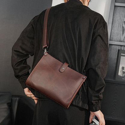 Stylish Men's Shoulder Messenger Bag with Korean-inspired Design, Crafted from Durable PU Leather