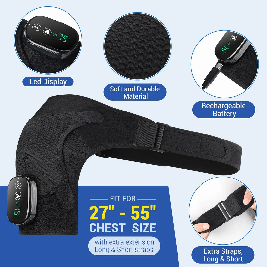 Premium 2-in-1 Electric Heating Shoulder Massager and Adjustable Heated Back Brace for Pain Relief and Muscle Relaxation