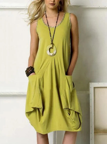 Irregular Knit Vest Dress in Vibrant Orange - Comfortable, Stylish, and Uniquely Designed Dress