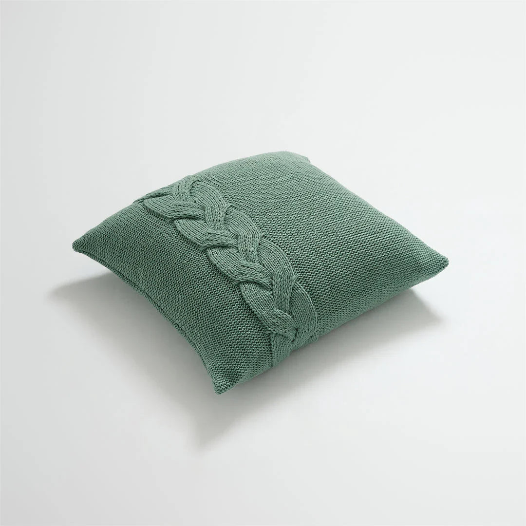 Cozy Nordic-inspired knit pillow cover with large twist design in multiple colors for stylish home decor