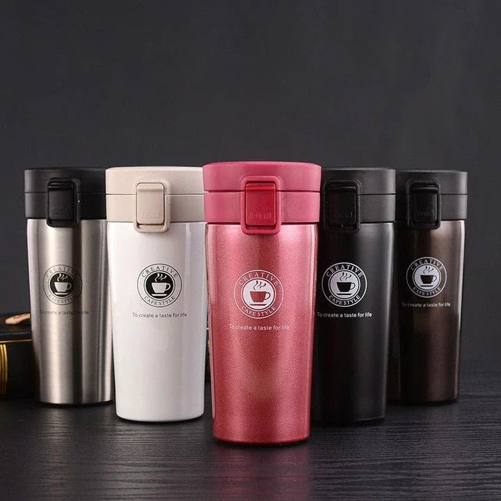 Premium insulated thermos with a sleek deer print design, keeping beverages hot or cold for up to 12 hours