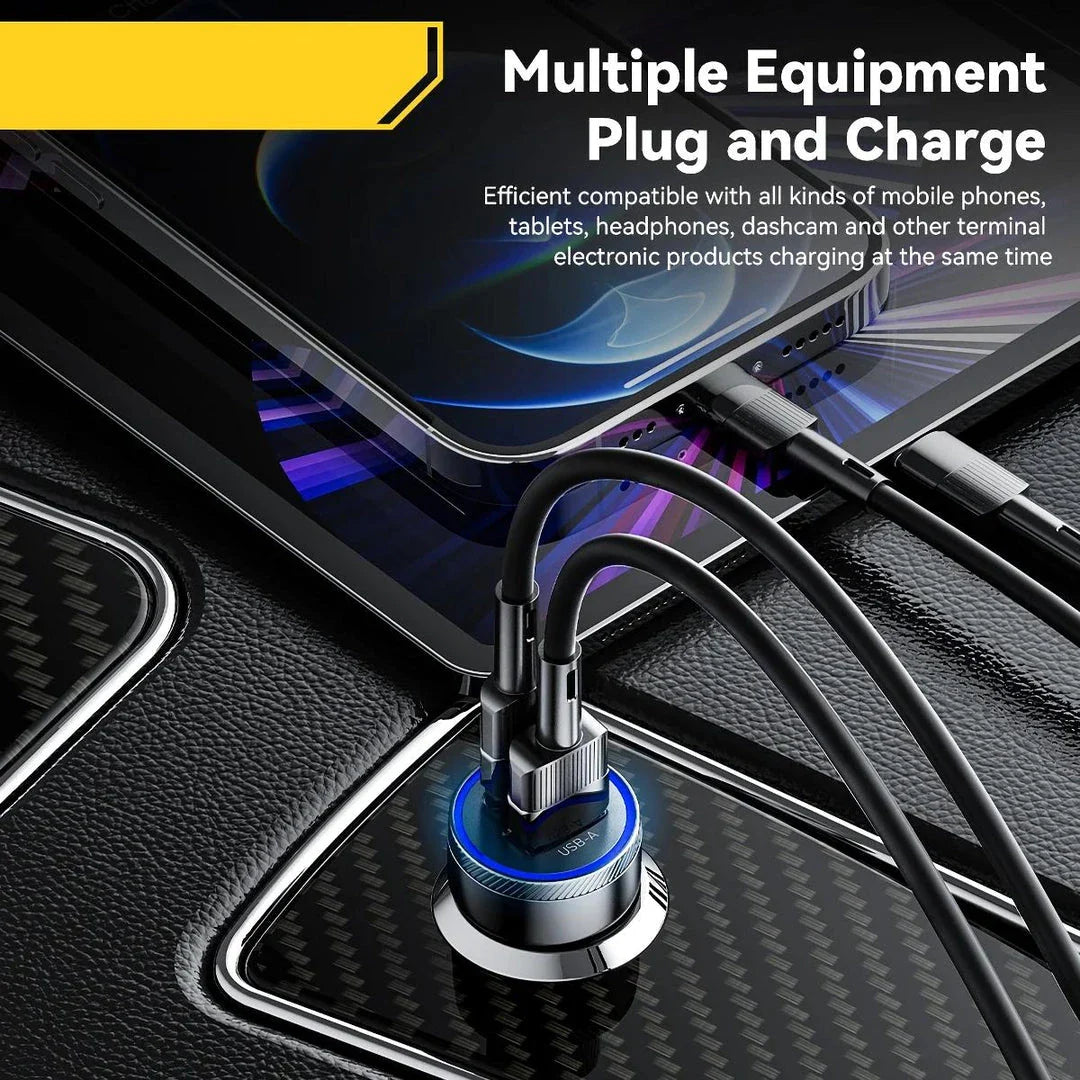 54W USB-C and USB Car Charger with Hyper-Speed Charging for smartphones, tablets, and other USB-powered devices