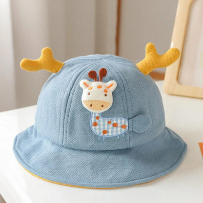 Adorable cartoon animal-themed baby sun hat with ears, providing sun protection and style for infants and toddlers