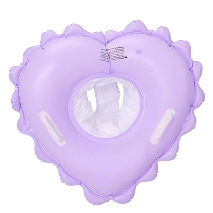 Inflatable pool float and swim ring seat for kids with sturdy handles and comfortable cotton pocket