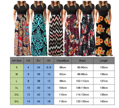 Stylish Bohemian dress with a vibrant collage-inspired print and milk silk fabric