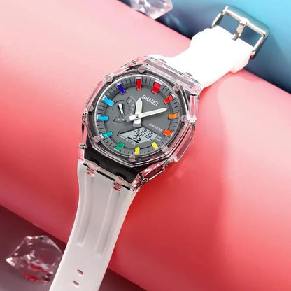 A durable, waterproof digital sports watch with LED lighting for easy reading in any conditions