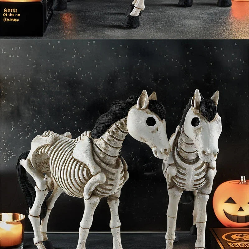 Skeleton Horse Ornament: Detailed resin decoration with a striking skeletal horse design for Halloween decor