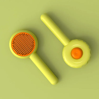 Hamburger-shaped cat brush comb with customizable grooming options to reduce shedding and hairballs for a cleaner home