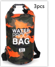 Rugged waterproof backpack made of durable ripstop polyester, perfect for outdoor adventures like hiking, camping, and beach trips.