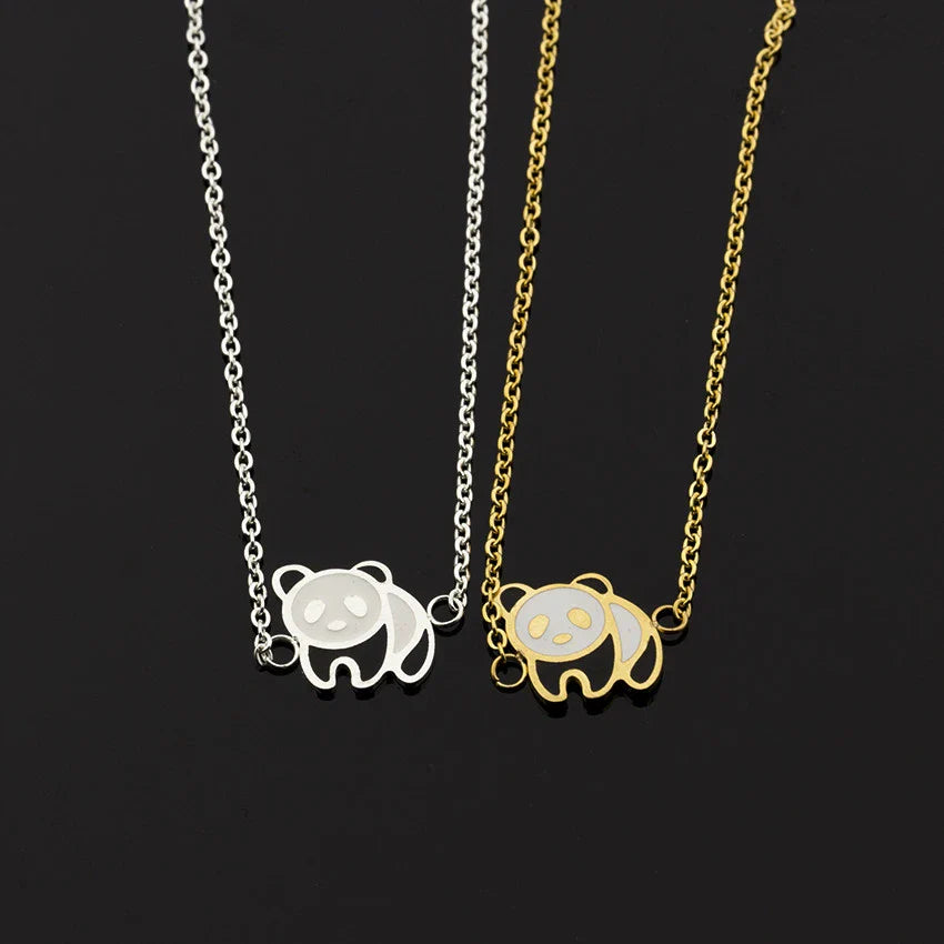 Elegant gold-plated stainless steel bracelet with a delicate panda charm, perfect for fashion-conscious women