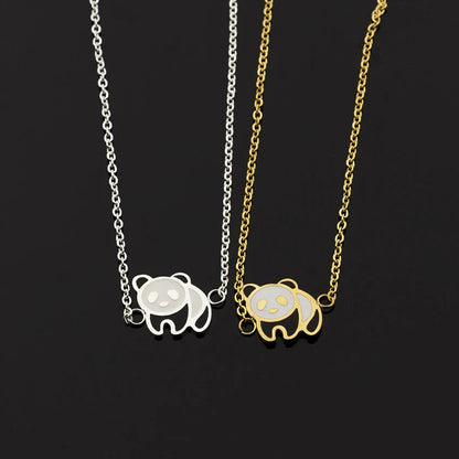 Elegant gold-plated stainless steel bracelet with a delicate panda charm, perfect for fashion-conscious women