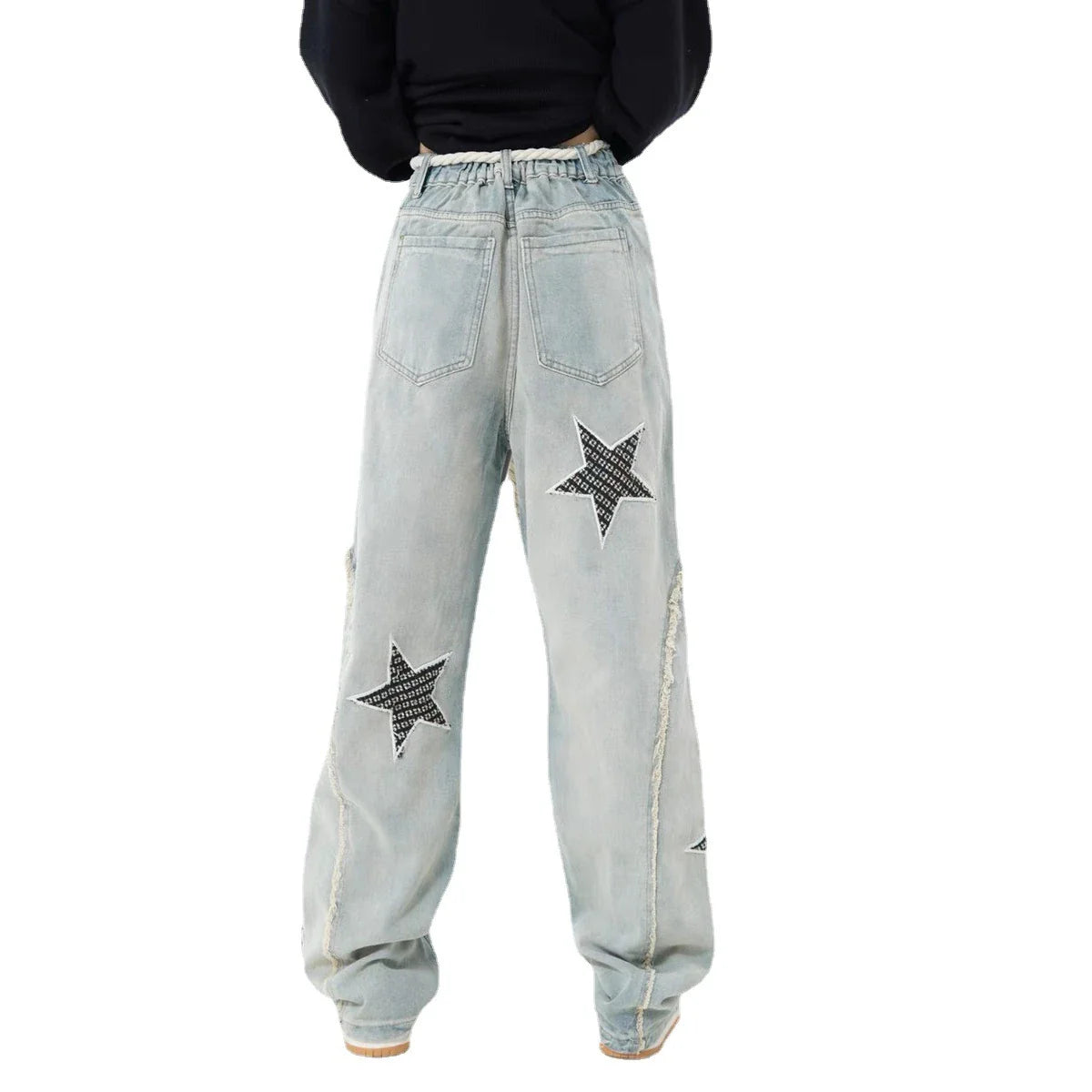 Men's baggy wide-leg denim pants in a classic blue color, featuring a relaxed straight-leg silhouette for comfort and style.