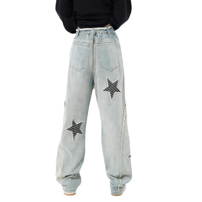 Men's baggy wide-leg denim pants in a classic blue color, featuring a relaxed straight-leg silhouette for comfort and style.