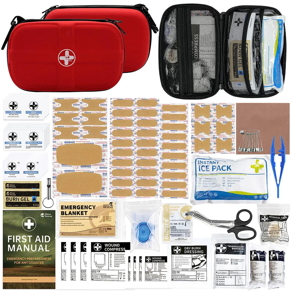 Compact and durable waterproof first aid kit with 118 essential emergency supplies for home, travel, and outdoor activities