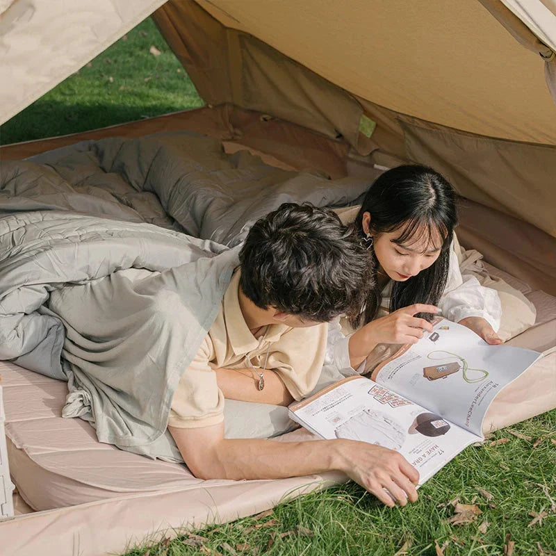 Premium cotton sleeping bag liner for comfortable and hygienic outdoor adventures and travel
