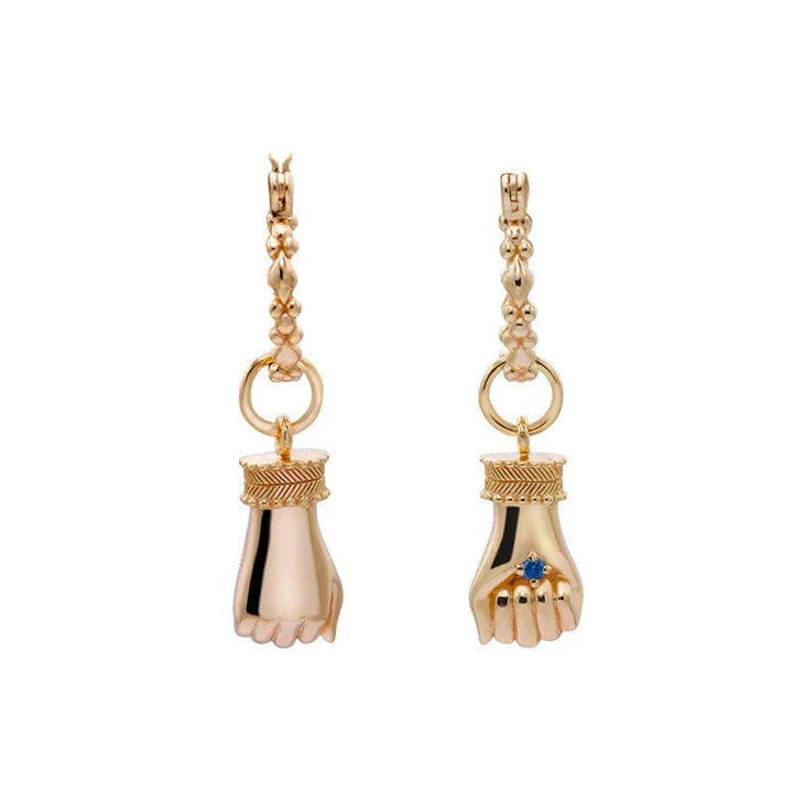 Premium gold-plated hand guard and elegant eardrop set with geometric design