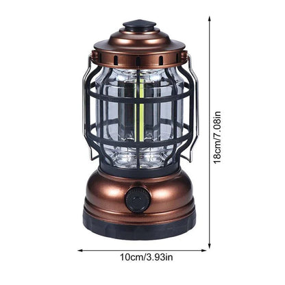 Bright and waterproof LED camping lantern with adjustable brightness and USB recharging capabilities
