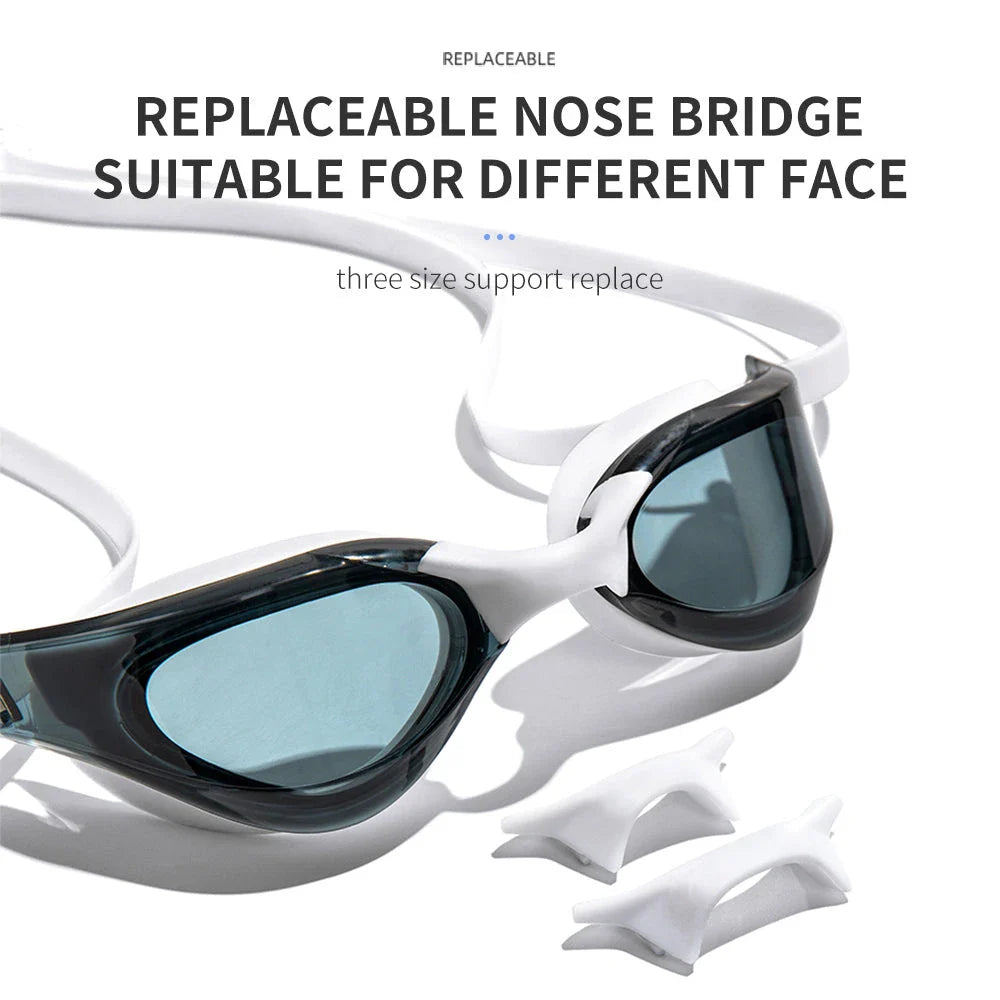 Professional anti-fog, UV-protective swimming goggles with customizable fit and durable construction