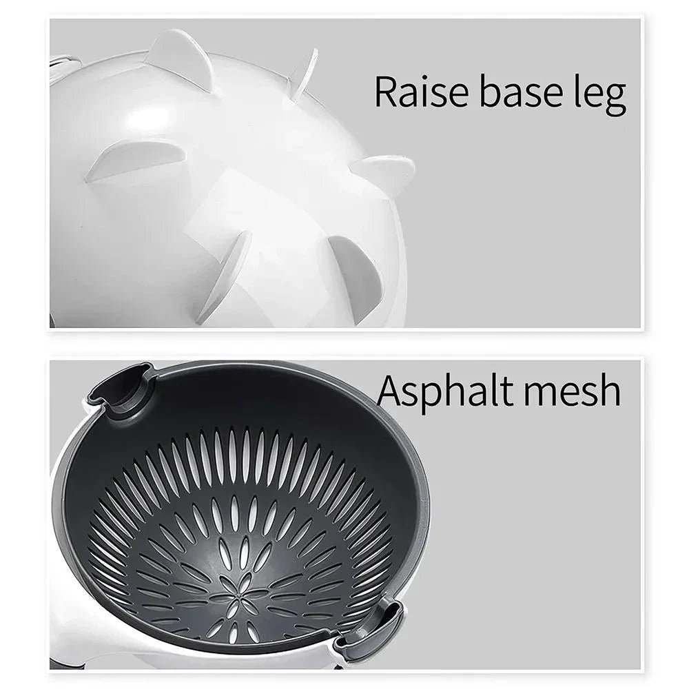 A multifunctional 9-in-1 vegetable slicer with a drain basket, designed for effortless food preparation.