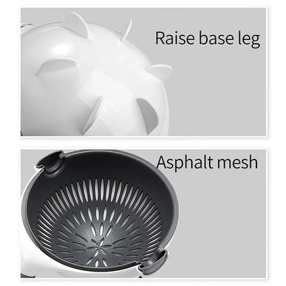 A multifunctional 9-in-1 vegetable slicer with a drain basket, designed for effortless food preparation.