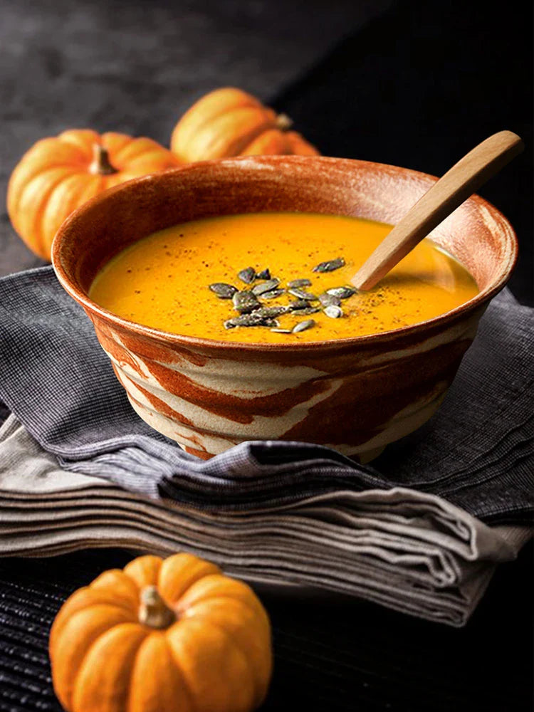 Elegant ceramic salad bowl with a personalized kiln-baked glaze design, perfect for serving fresh salads and dips