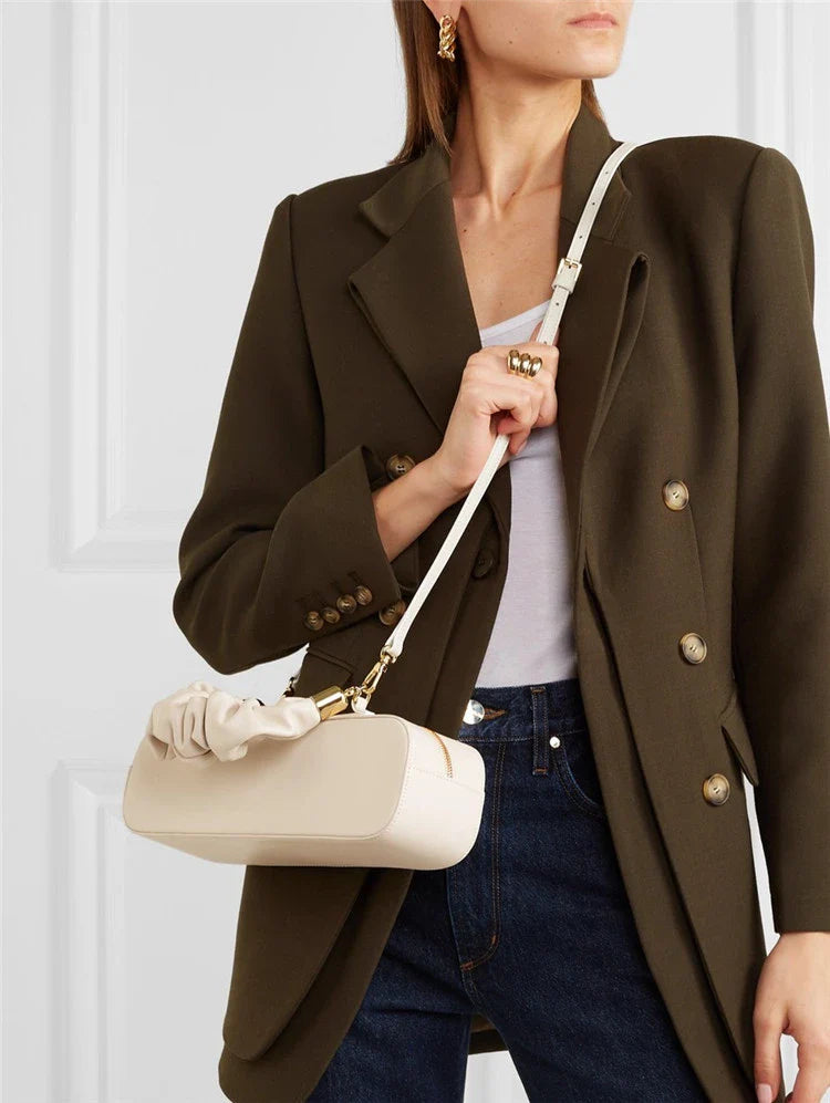 Chic Long Shoulder Diagonal Bag in Beige, Black, Dark Green, and Brown Colors