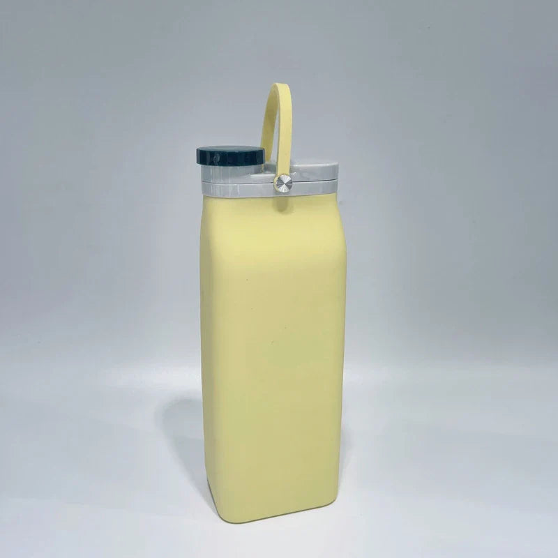 Foldable silicone drinking cup in various colors, designed for on-the-go hydration and outdoor adventures.