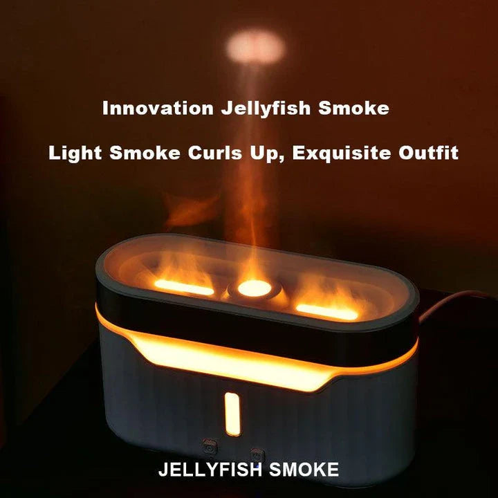 Elegant Jellyfish Flame Humidifier with 3D Lighting Effects, Mist, and Aromatherapy Capabilities