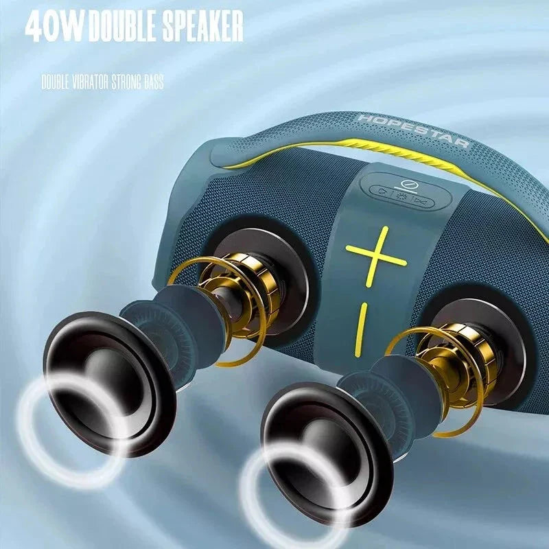 40W High-Power Portable Bluetooth Speaker with Dual Bass Radiators and RGB Lighting