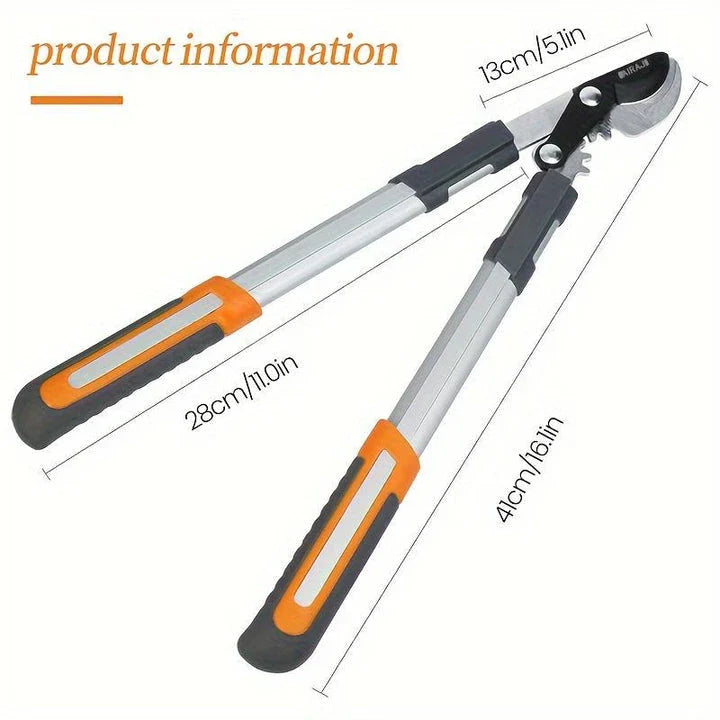 Professional Ratchet Pruning Shears with Extendable Long Handle for Effortless Gardening and Plant Maintenance