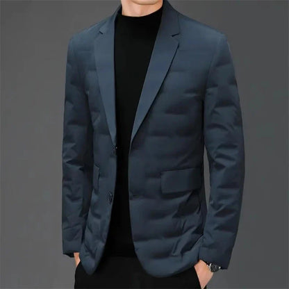 Cozy and warm men's insulated jacket with plush duck down filling and water-resistant outer shell